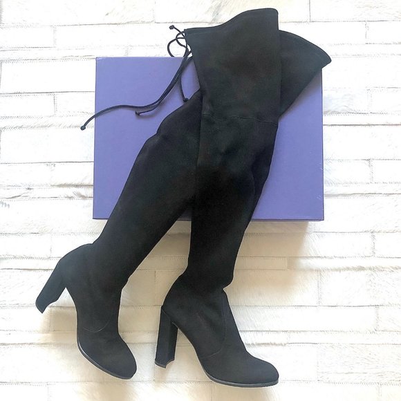 2xHP🎉 Stuart Weitzman Highland Over-The-Knee Suede Boots in Black - Picture 4 of 12